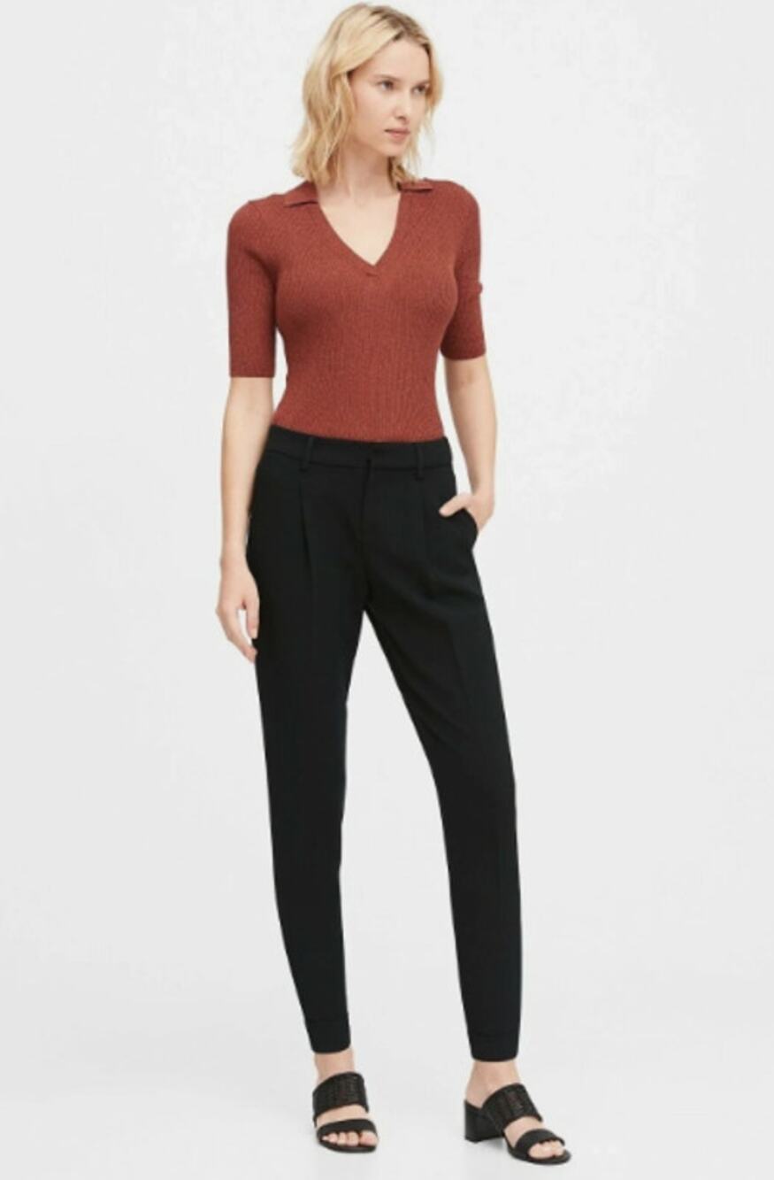 Banana Republic Black Pleated Tapered Ankle Trousers 4